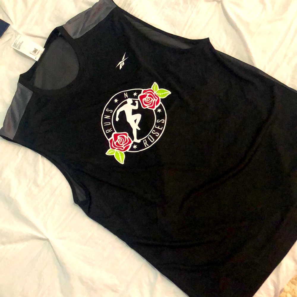 Reebok black tank speed-wick fabric Mens medium and large, original print